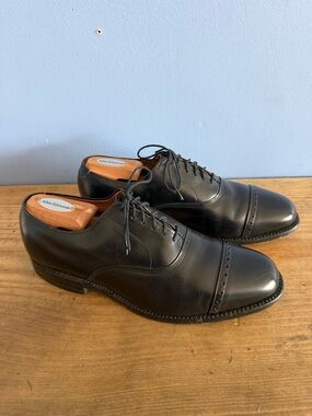 Allen Edmonds Byron Black Leather Cap-Toe USA Size 8D